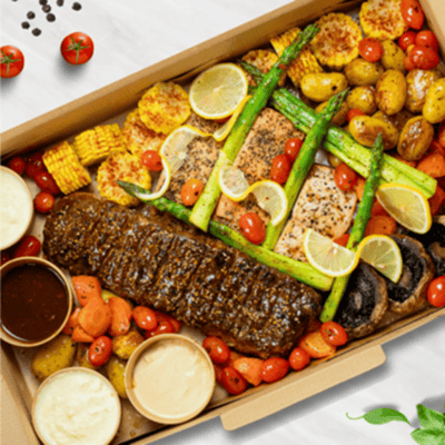 The plattering co meat sharing platter with sauces Singapore.